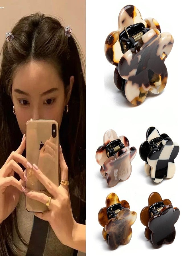 Agirlvct Small Hair Clips,Acetic Acid Flower Mini Claw Jaw Clips,No-Slip Cute Decoration Buns Clip,Pining Bangs,Strong Grip, Classic Clamp Clips Gift for Girl Women Thin Thick Hair Styling(10 PCS) - Image 2